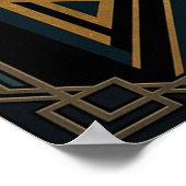 Art Deco Noir Detective Fedora Profile Gold Poster (Ecke)