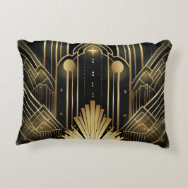 Art Deco Noir und or - elegantes Vintage Dekokissen