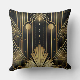Art Deco Noir und or - elegantes Vintage Kissen