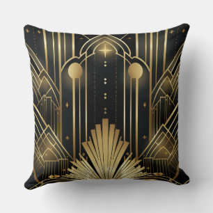 Art Deco Noir und or - elegantes Vintage Kissen