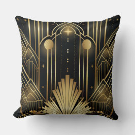 Art Deco Noir und or - elegantes Vintage Kissen