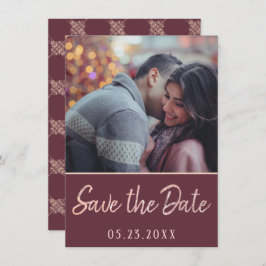 Art Deco Nouveau | Burgund Rose Gold Blush Foto Save The Date