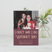 Art Deco Nouveau | Burgundy Blush Trauzeugin Einladung (Stehend Vorderseite)