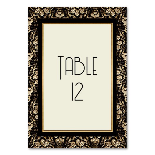 Art Deco Nouveau Elegante Schwarz-weiße Hochzeit Tischnummer (Rückseite)