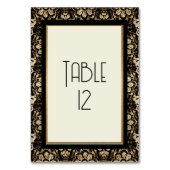 Art Deco Nouveau Elegante Schwarz-weiße Hochzeit Tischnummer (Vorderseite)