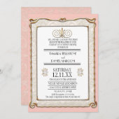 Art Deco Nouveau Gatsby Gold n Lace Couples Dusche Einladung (Vorne/Hinten)