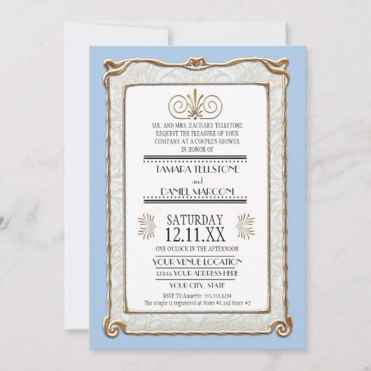 Art Deco Nouveau Gatsby Style Gold an Spitzen Look Einladung (Vorderseite)