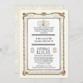 Art Deco Nouveau Gatsby Style Gold an Spitzen Look Einladung (Vorne/Hinten)
