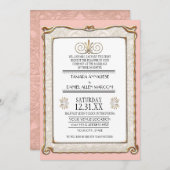 Art Deco Nouveau Gatsby Style Gold an Spitzen Look Einladung (Vorne/Hinten)