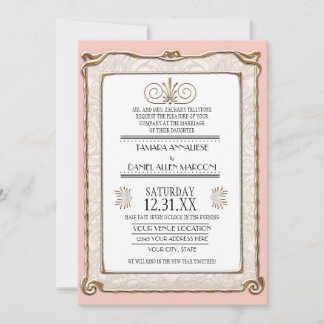 Art Deco Nouveau Gatsby Style Gold an Spitzen Look Einladung