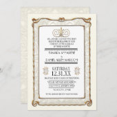 Art Deco Nouveau Gatsby Style Gold an Spitzen Look Einladung (Vorne/Hinten)