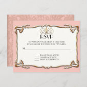 Art Deco Nouveau Gatsby Style Gold an Spitzen Look RSVP Karte (Vorne/Hinten)