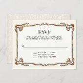 Art Deco Nouveau Gatsby Style Gold an Spitzen Look RSVP Karte (Vorne/Hinten)