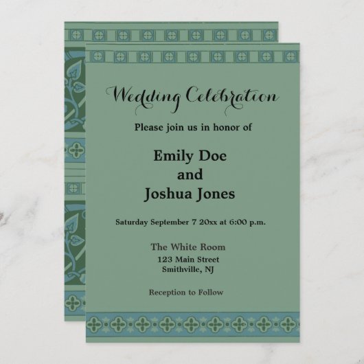 Art Deco Nouveau Hund Natur Tiermuster Einladung (Vorne/Hinten)