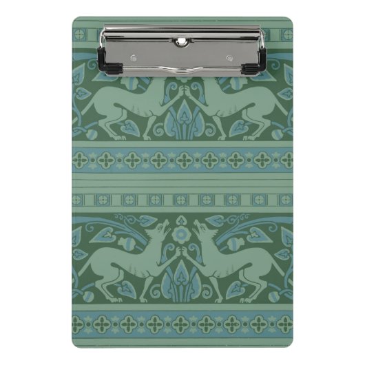 Art Deco Nouveau Hund Natur Tiermuster Mini Klemmbrett (Vorderseite)