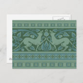 Art Deco Nouveau Hund Natur Tiermuster Postkarte (Vorne/Hinten)