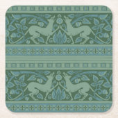 Art Deco Nouveau Hund Natur Tiermuster Rechteckiger Pappuntersetzer (Vorderseite)