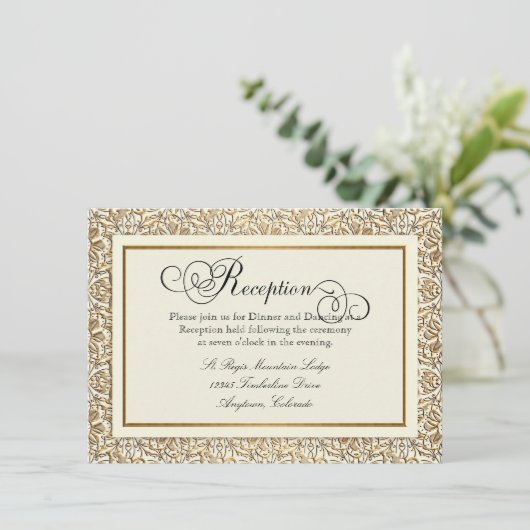 Art Deco Nouveau Imitate Gold Flora Damaskus Begleitkarte (Stehend Vorderseite)