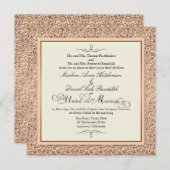 Art Deco Nouveau Imitate Gold Flora Damaskus Einladung (Vorne/Hinten)