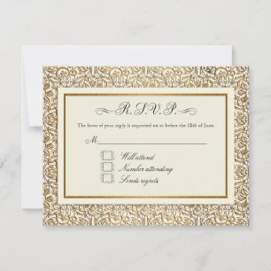 Art Deco Nouveau Imitate Gold Flora Damaskus RSVP Karte