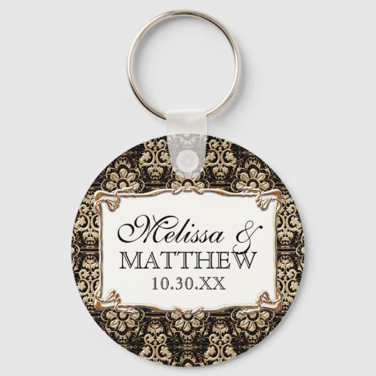 Art Deco Nouveau Imitate Gold Flora Damaskus Schlüsselanhänger (Vorderseite)