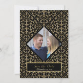 Art Deco Nouveau Lace Damask Goldene Kalligrafie Einladung (Vorderseite)