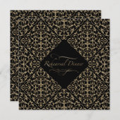 Art Deco Nouveau Lace Damask Goldene Kalligrafie Einladung (Vorne/Hinten)