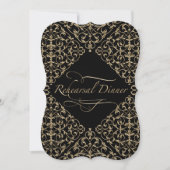 Art Deco Nouveau Lace Damask Goldene Kalligrafie Einladung (Vorderseite)