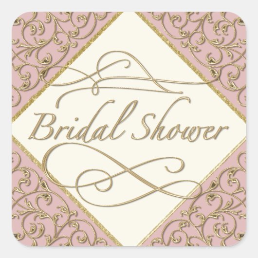 Art Deco Nouveau Lace Damask Goldene Kalligrafie Quadratischer Aufkleber (Vorderseite)