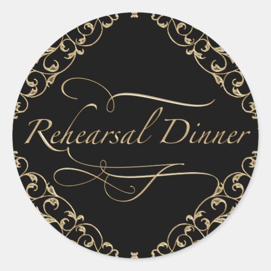 Art Deco Nouveau Lace Damask Goldene Kalligrafie Runder Aufkleber (Vorderseite)