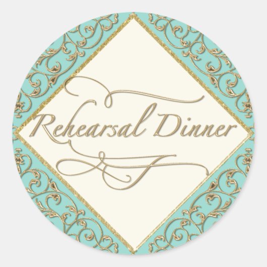 Art Deco Nouveau Lace Damask Goldene Kalligrafie Runder Aufkleber (Vorderseite)