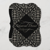 Art Deco Nouveau Lace Imitate Silver Calligraphy Einladung (Vorne/Hinten)