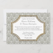 Art Deco Nouveau Modern Fan Muschel Muster Einladung (Rückseite)