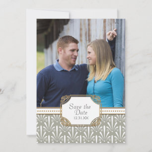 Art Deco Nouveau Modern Fan Muschel Muster Save The Date