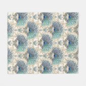 Art Deco Nouveau Peacock Butterfly Elfenbein und G Fleecedecke (Vorderseite (Horizontal))