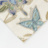 Art Deco Nouveau Peacock Butterfly Elfenbein und G Fleecedecke (Ecke)
