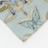 Art Deco Nouveau Peacock Butterfly Light Blue Gold Fleecedecke (Ecke)