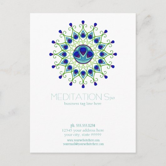 Art Deco Nouveau Peacock Feather Modernes Business Postkarte (Vorderseite)