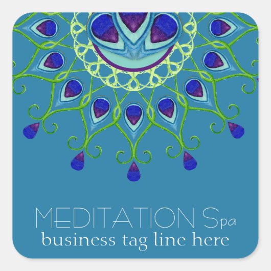 Art Deco Nouveau Peacock Feather Modernes Business Quadratischer Aufkleber (Vorderseite)