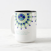 Art Deco Nouveau Peacock Feather Modernes Business Zweifarbige Tasse (Vorderseite Links)