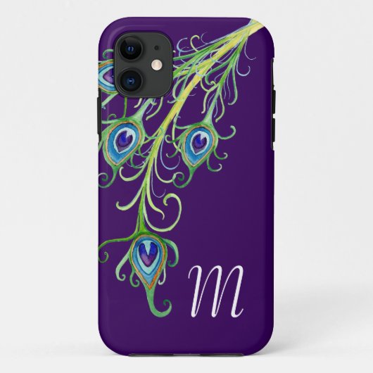 Art Deco Nouveau Peacock Feathers Swirl Case-Mate iPhone Hülle (Rückseite)