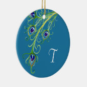 Art Deco Nouveau Peacock Feathers Swirl Keramik Ornament (Rechts)