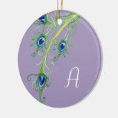 Art Deco Nouveau Peacock Feathers Swirl Keramikornament (Links)