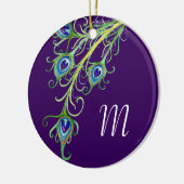 Art Deco Nouveau Peacock Feathers Swirl Keramikornament (Links)