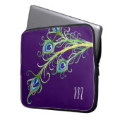 Art Deco Nouveau Peacock Feathers Swirl Laptopschutzhülle (Vorderseite Links)