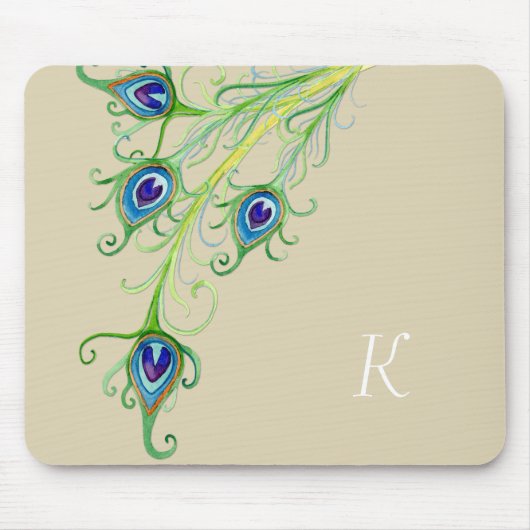 Art Deco Nouveau Peacock Feathers Swirl Mousepad (Vorne)