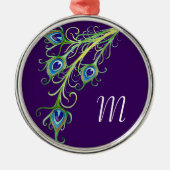 Art Deco Nouveau Peacock Feathers Swirl Ornament Aus Metall (Vorne)