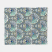 Art Deco Nouveau Peacock Schmetterling Schiefersch Fleecedecke (Vorderseite (Horizontal))