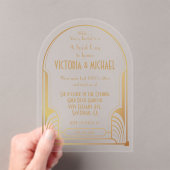 Art Deco Nouveau Speak Easy Party Gold & Black Acryleinladungen (Insitu (Handheld))