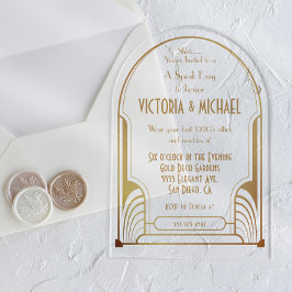 Art Deco Nouveau Speak Easy Party Gold & Black Acryleinladungen